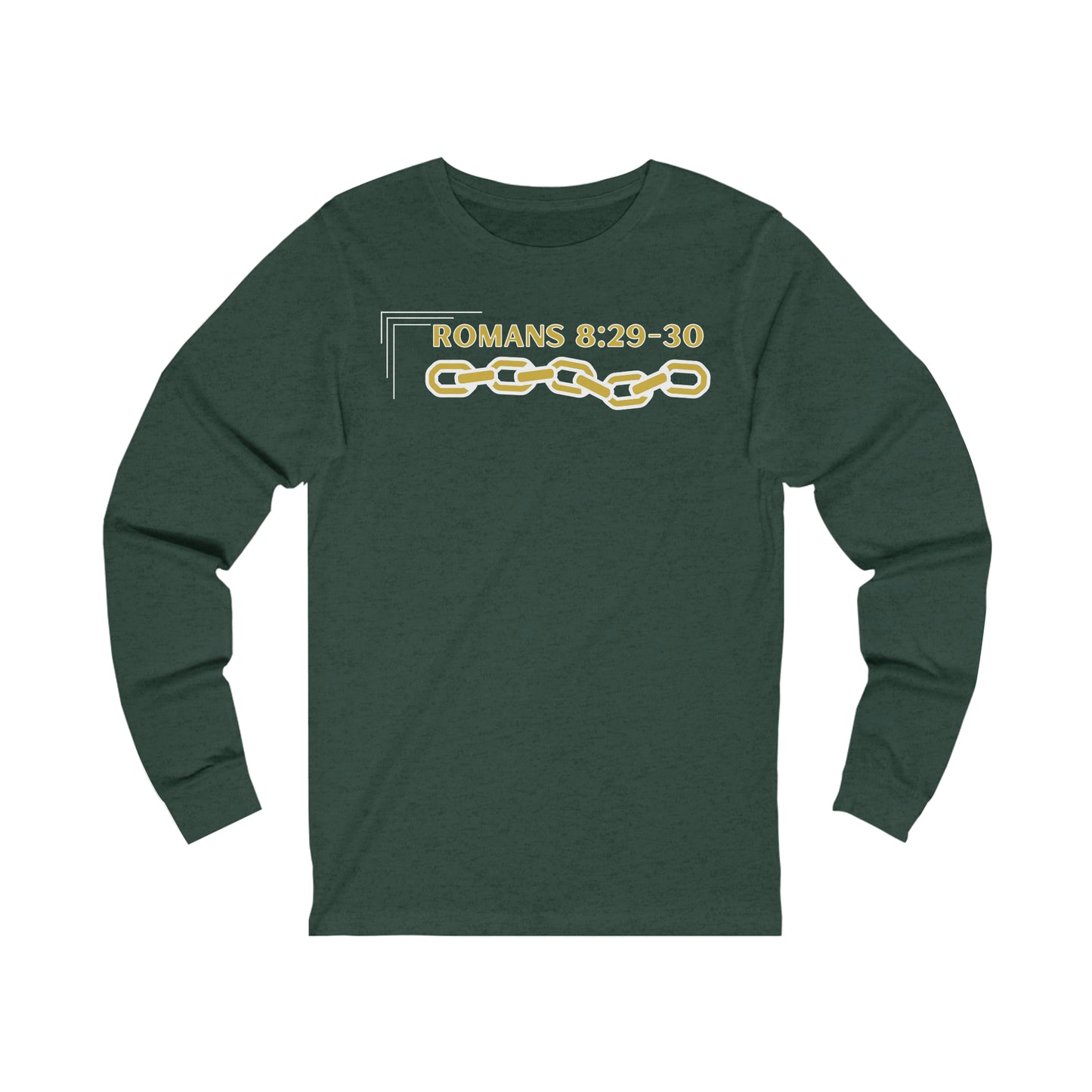 Unisex Golden Chain of Redemption (Romans 8:28-29) [White] Long Sleeve T-Shirt