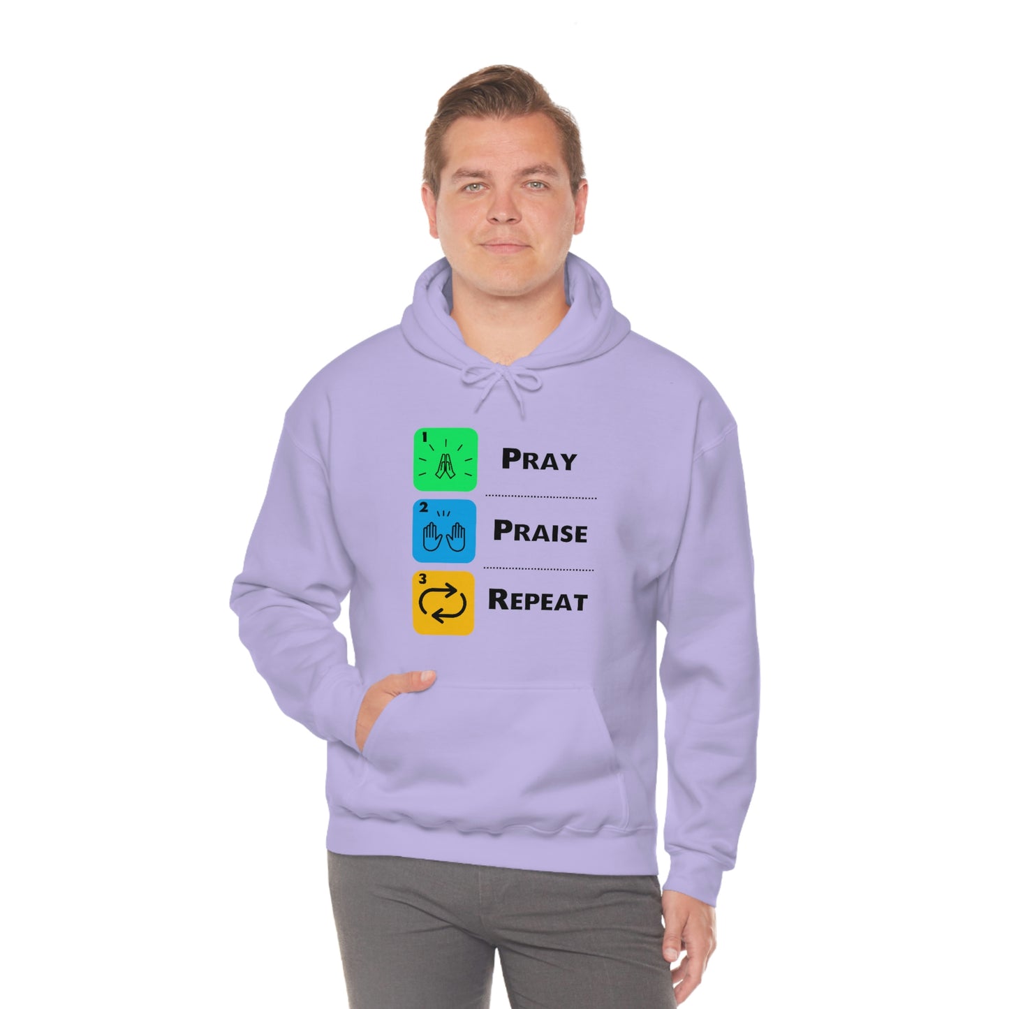 Unisex Pray, Praise, Repeat Heavy Blend™ Hooded Sweatshirt (Palette 2)