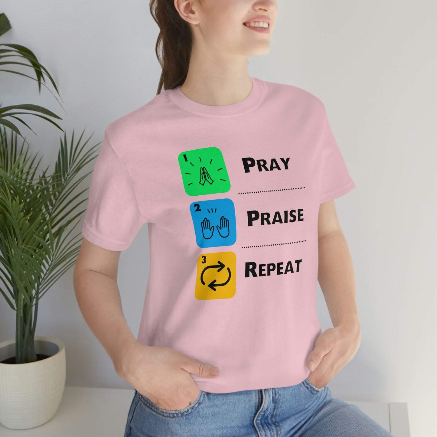 Unisex Pray, Praise, Repeat Short Sleeve T-Shirt (Palette 2)