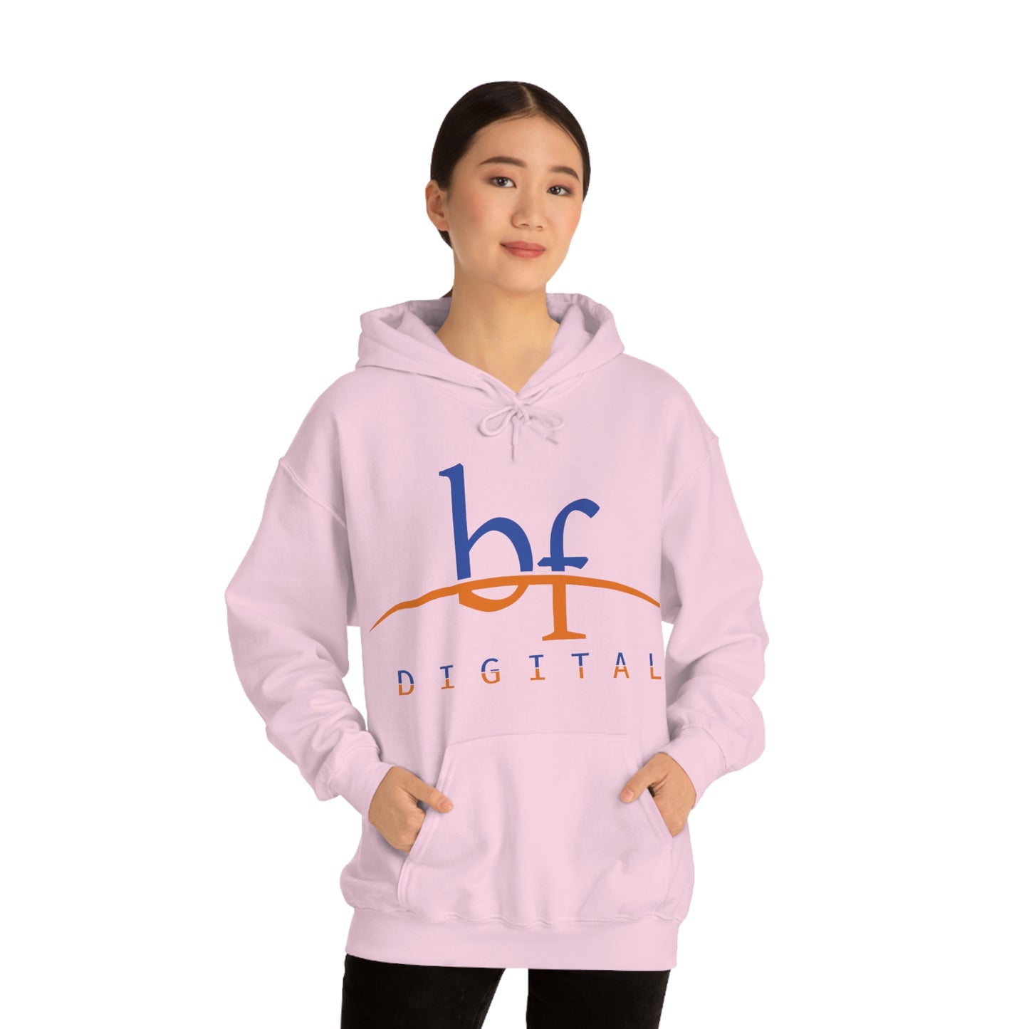 Unisex Blue Fire Digital Network Logo (Blue&Orange) Heavy Blend™ Hooded Sweatshirt