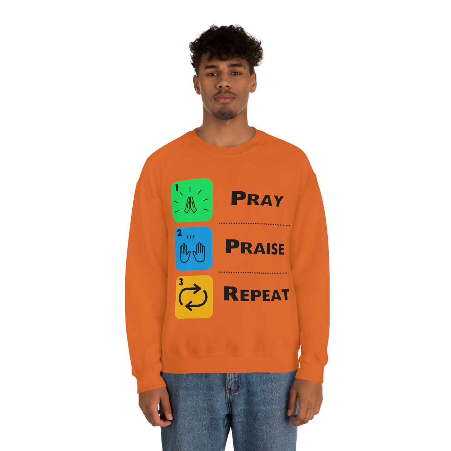 Unisex Pray, Praise, Repeat Heavy Blend™ Crewneck Sweatshirt (Palette 2)