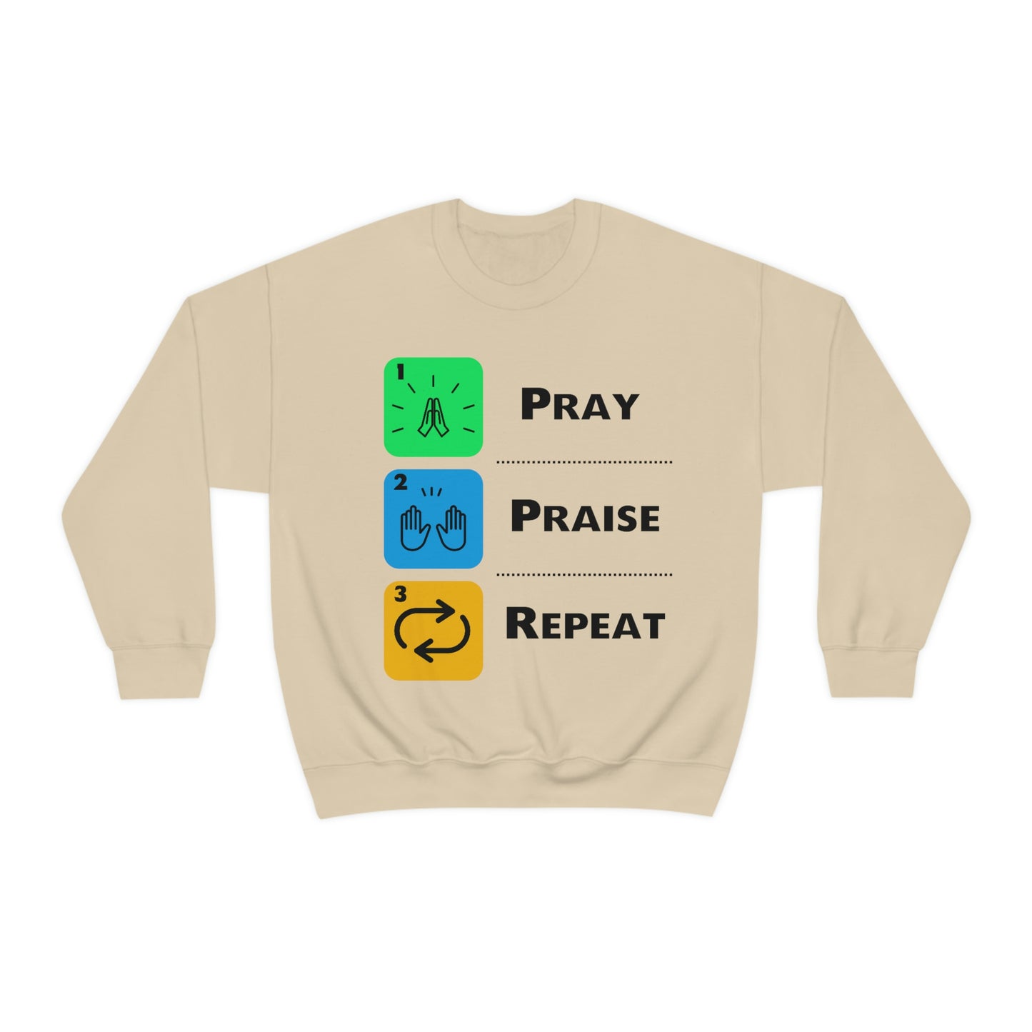 Unisex Pray, Praise, Repeat Heavy Blend™ Crewneck Sweatshirt (Palette 2)