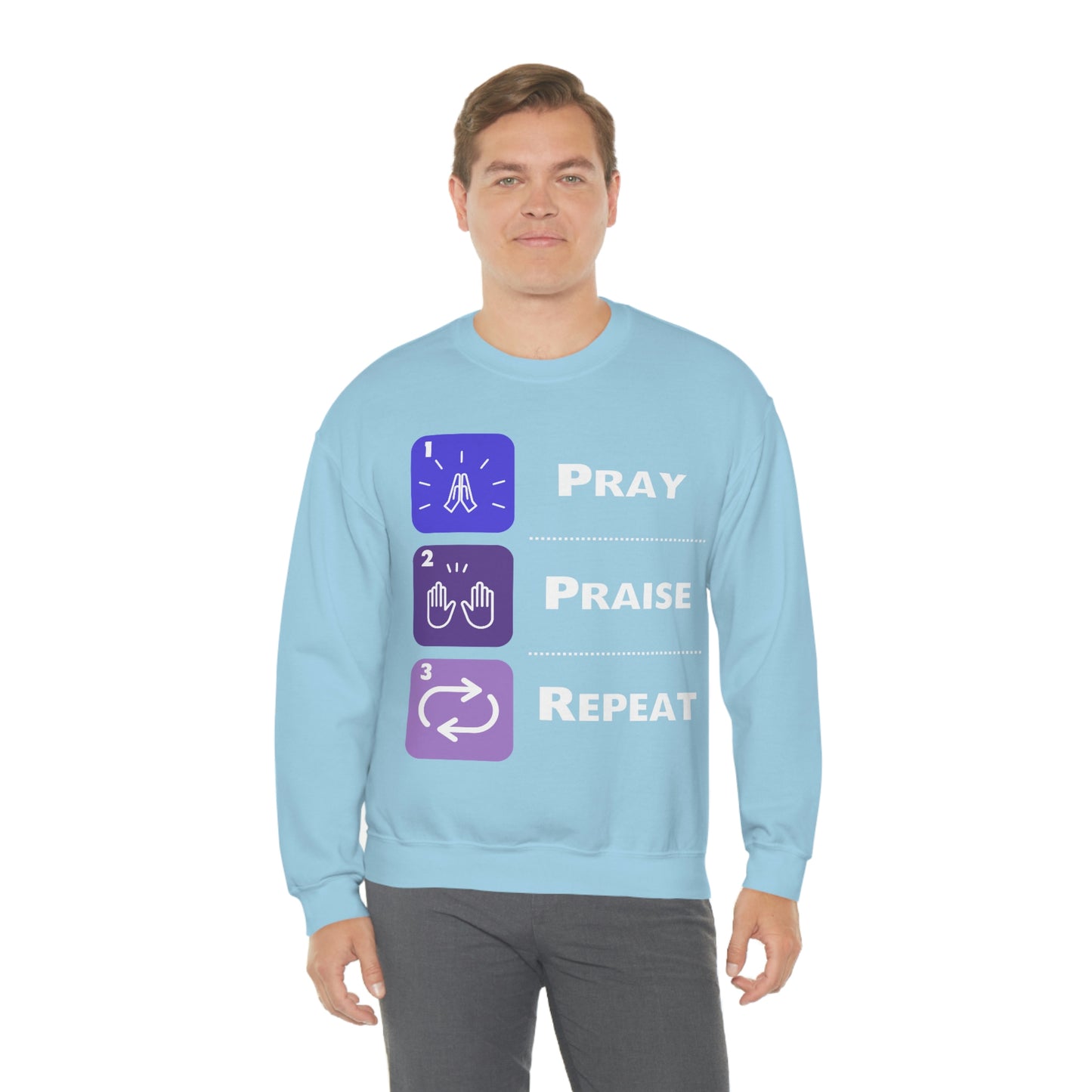 Unisex Pray, Praise, Repeat Heavy Blend™ Crewneck Sweatshirt (Palette 3)