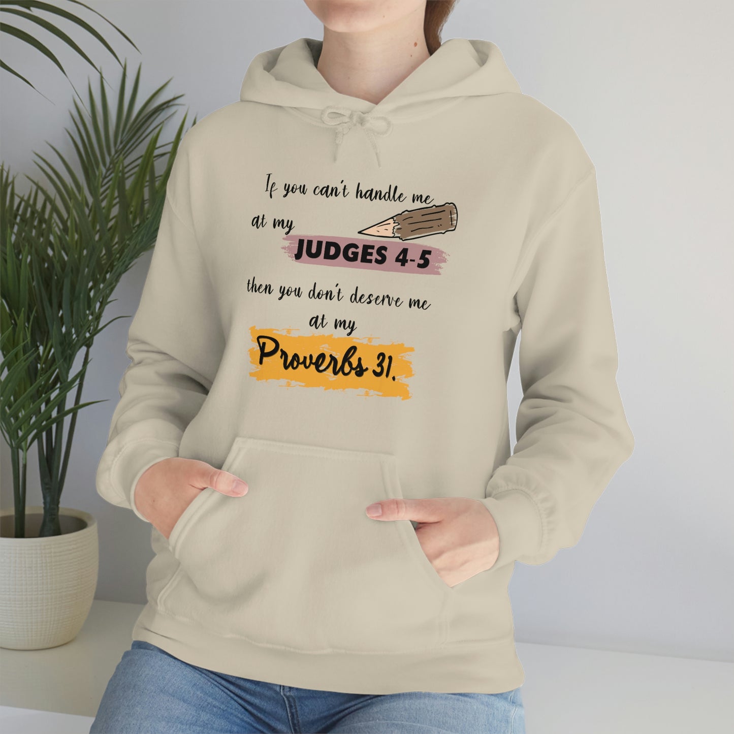 Women's Judges 4-5/Proverbs 31 (Black Text)  Heavy Blend™ Hooded Sweatshirt