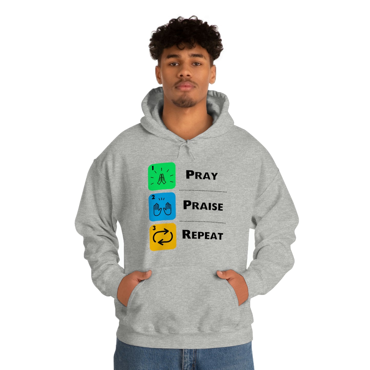 Unisex Pray, Praise, Repeat Heavy Blend™ Hooded Sweatshirt (Palette 2)