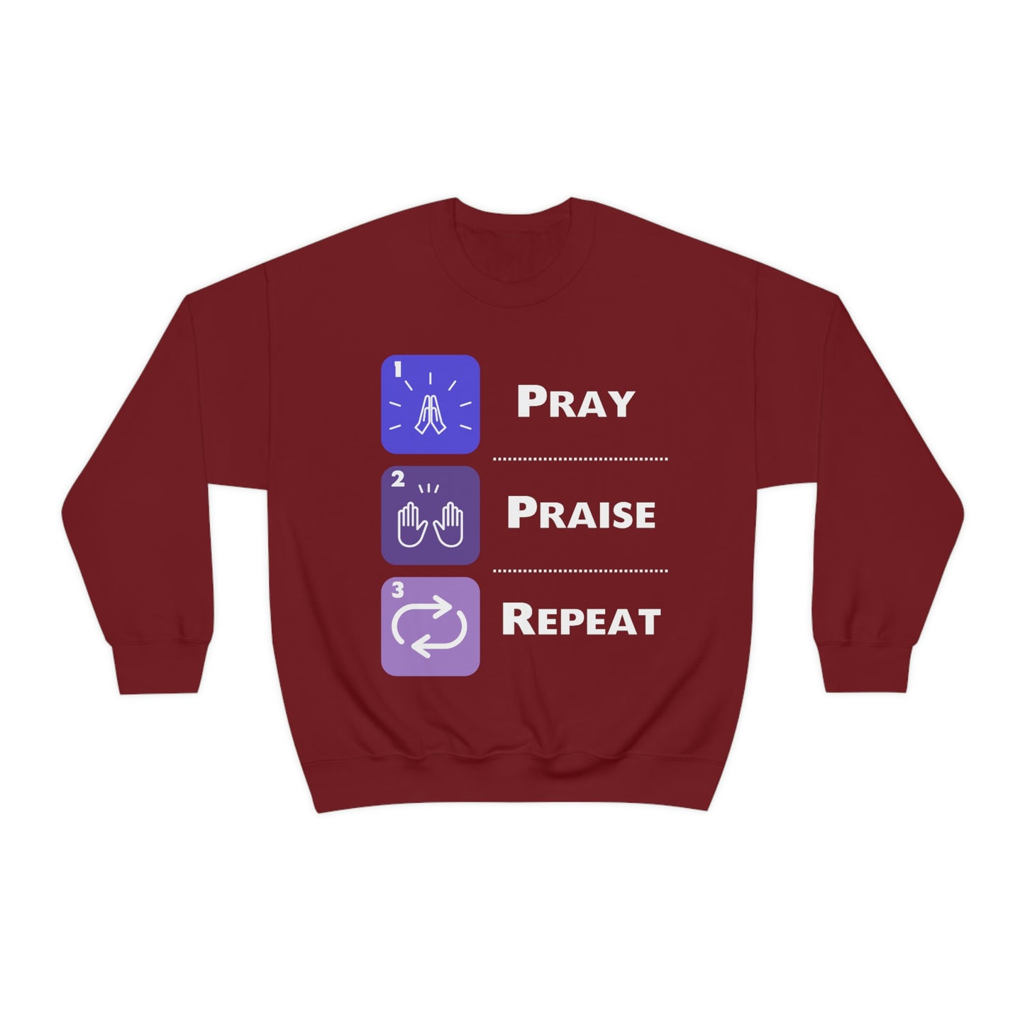 Unisex Pray, Praise, Repeat Heavy Blend™ Crewneck Sweatshirt (Palette 3)