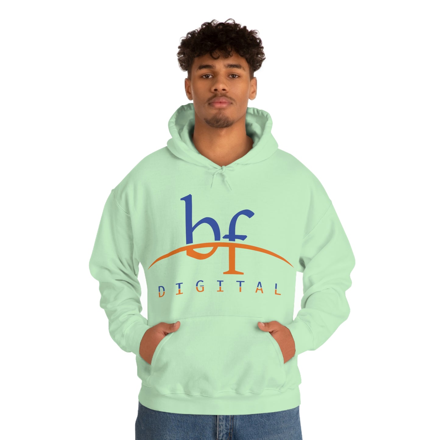 Unisex Blue Fire Digital Network Logo (Blue&Orange) Heavy Blend™ Hooded Sweatshirt