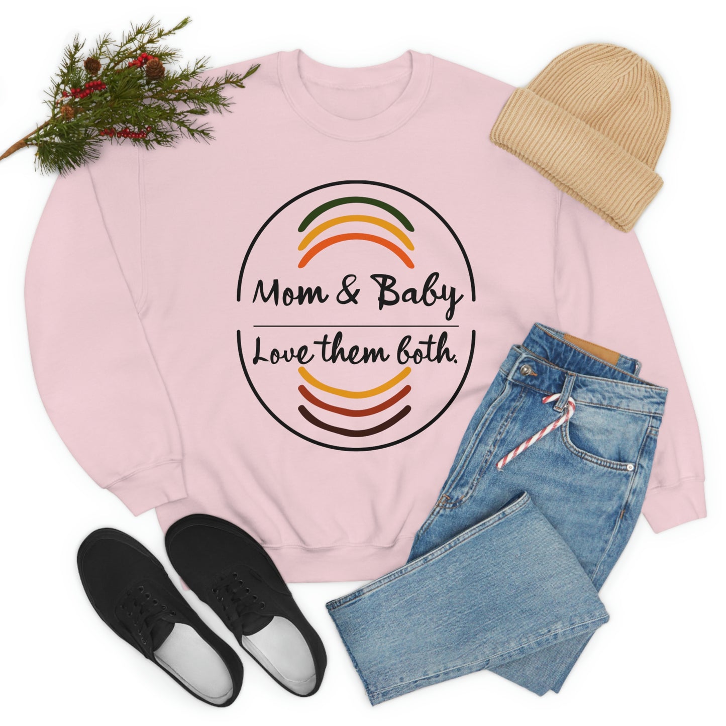 Women's Love Them Both (Black Text) Heavy Blend™ Crewneck Sweatshirt