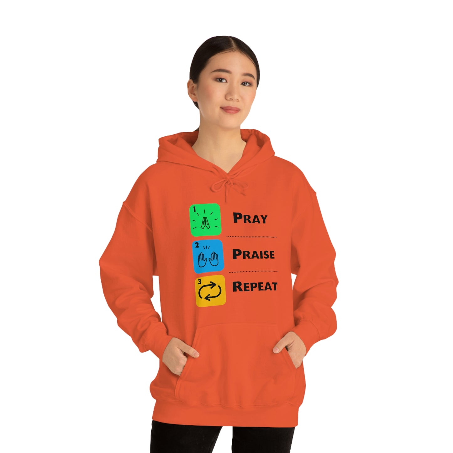 Unisex Pray, Praise, Repeat Heavy Blend™ Hooded Sweatshirt (Palette 2)