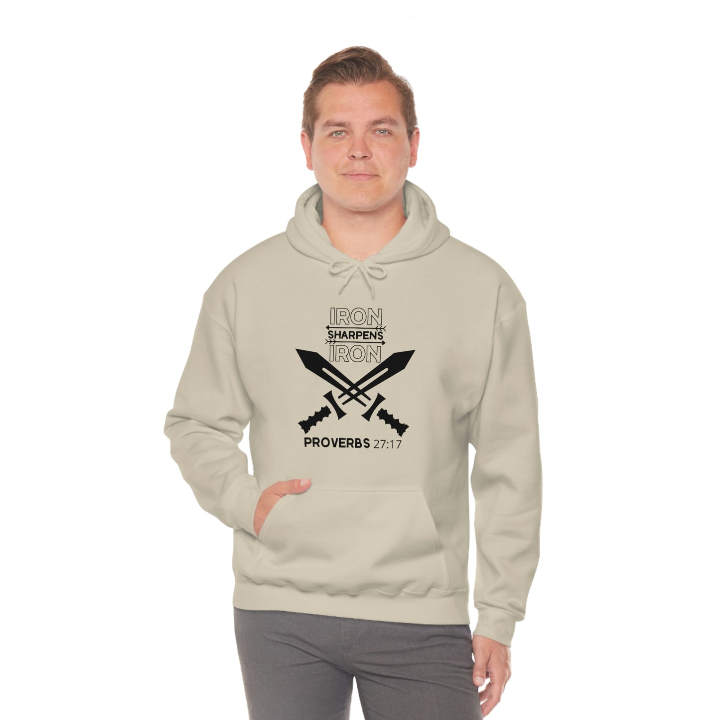 Men's Iron Sharpens Iron (Black Art) Heavy Blend™ Hooded Sweatshirt