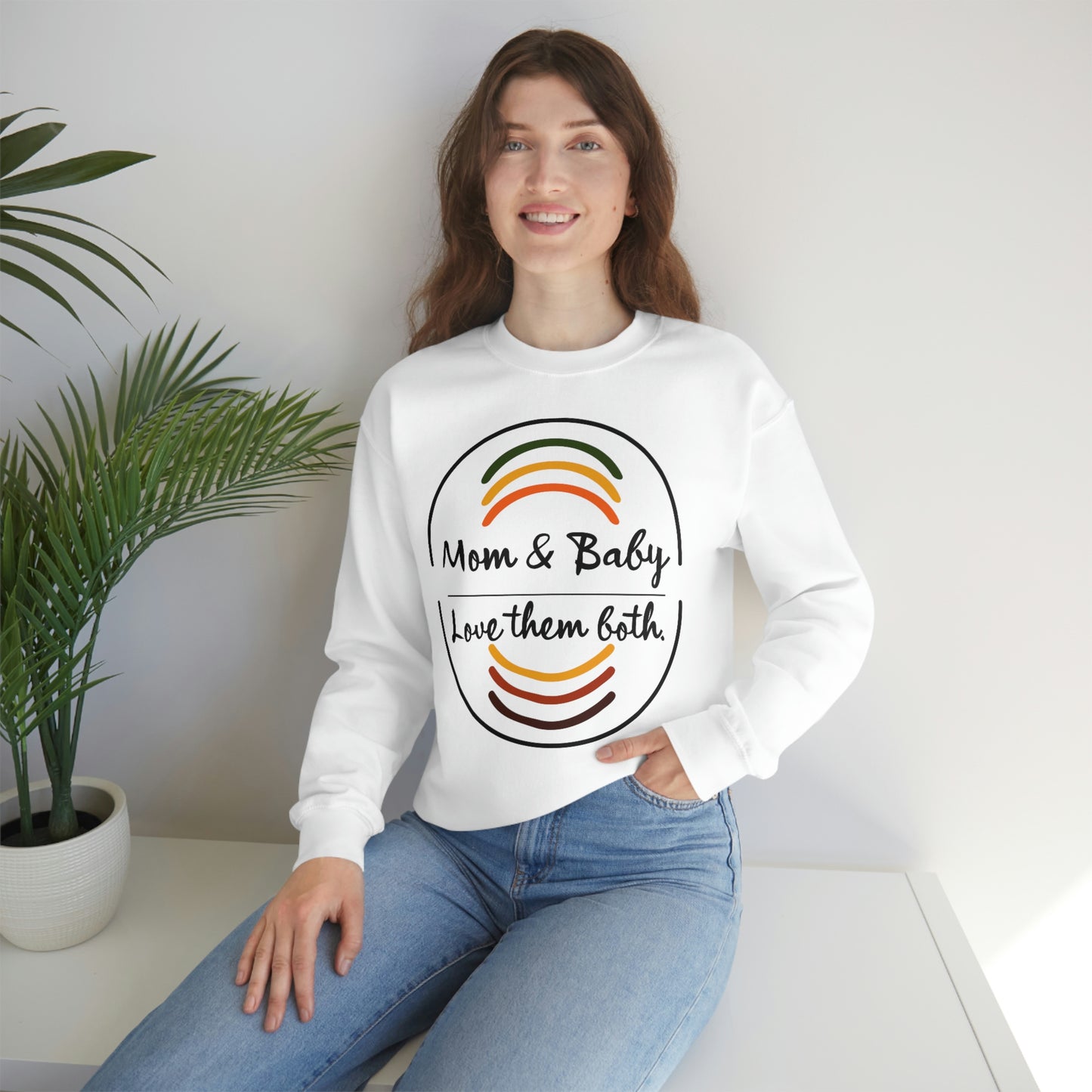 Women's Love Them Both (Black Text) Heavy Blend™ Crewneck Sweatshirt