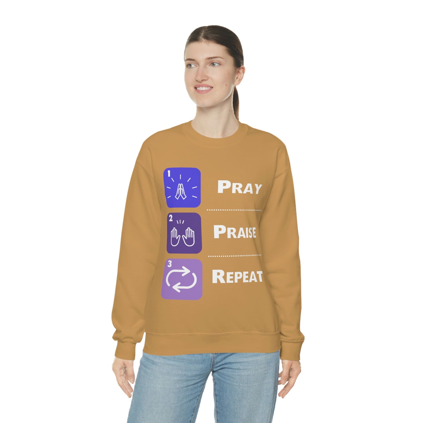 Unisex Pray, Praise, Repeat Heavy Blend™ Crewneck Sweatshirt (Palette 3)