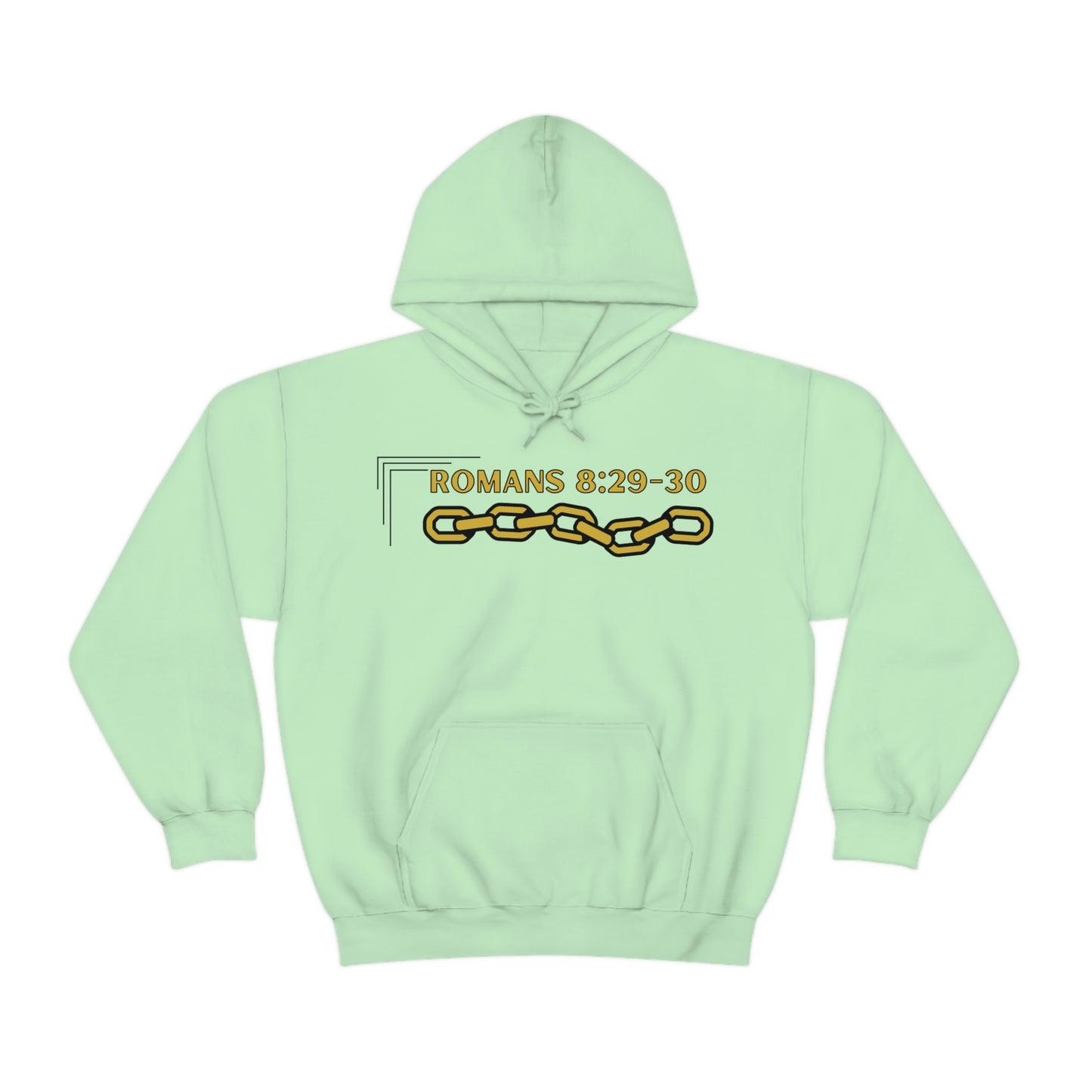 Unisex Golden Chain of Redemption (Romans 8:28-29) [Gold] Heavy Blend™ Hooded Sweatshirt