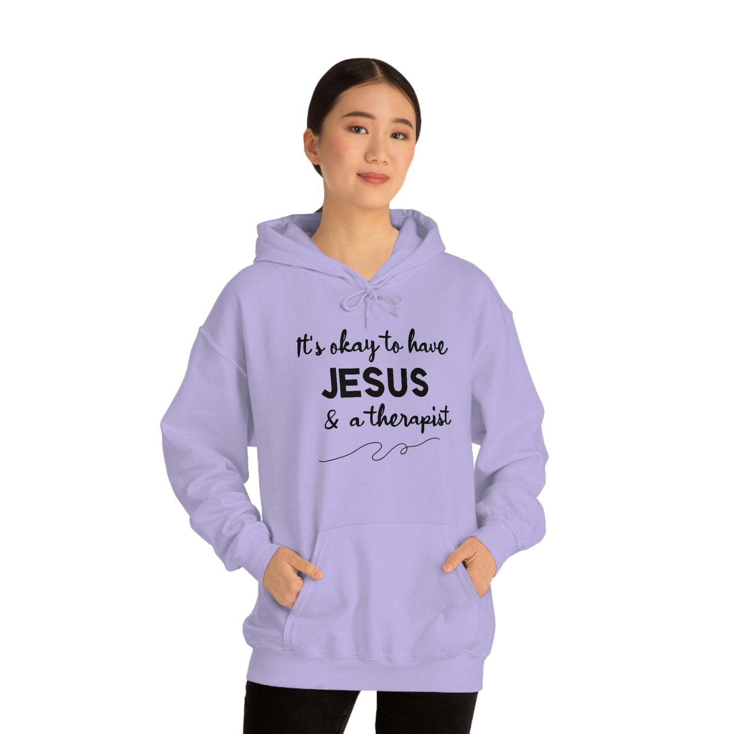 Women's Jesus & A Therapist (Black Text) Heavy Blend™ Hooded Sweatshirt