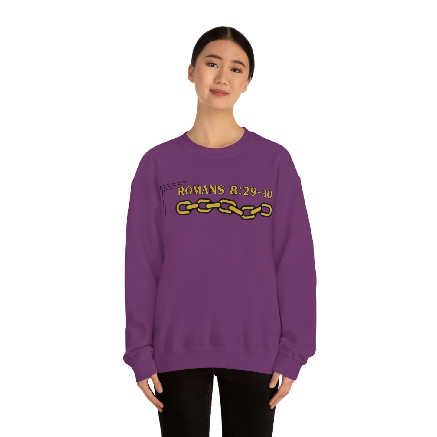 Unisex Golden Chain of Redemption (Romans 8:28-29) [Gold] Heavy Blend™ Crewneck Sweatshirt