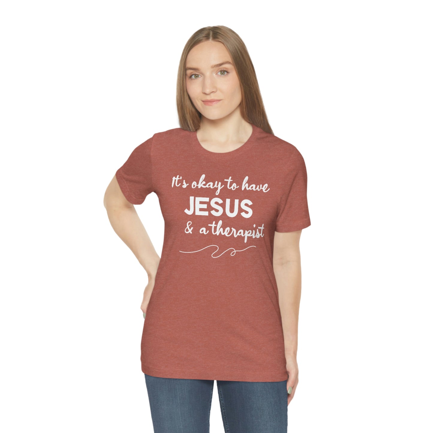 Women's Jesus & A Therapist (White Text) Short Sleeve T-Shirt