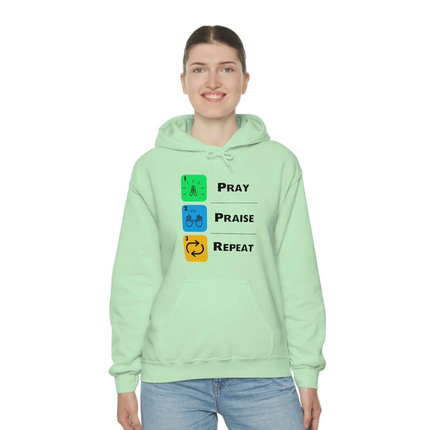 Unisex Pray, Praise, Repeat Heavy Blend™ Hooded Sweatshirt (Palette 2)