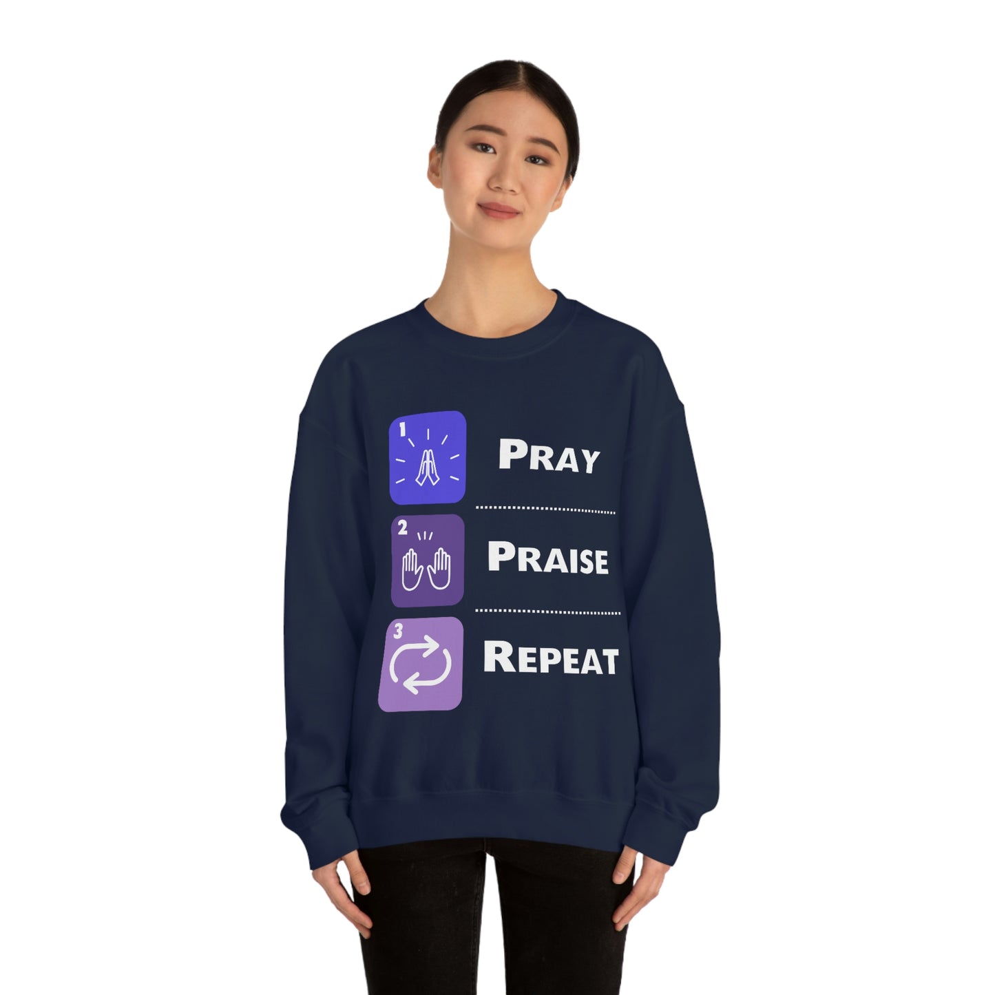 Unisex Pray, Praise, Repeat Heavy Blend™ Crewneck Sweatshirt (Palette 3)