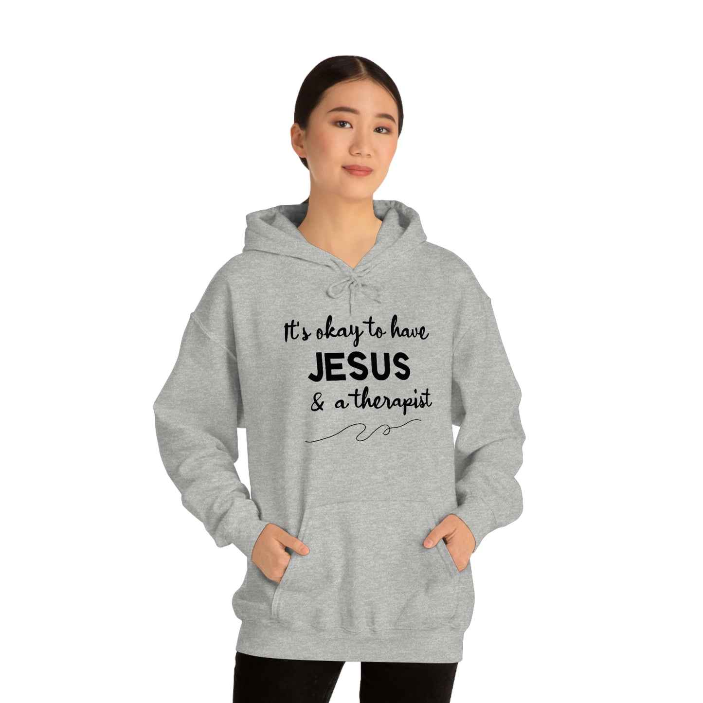 Women's Jesus & A Therapist (Black Text) Heavy Blend™ Hooded Sweatshirt