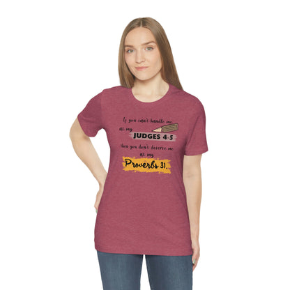 Women's Judges 4-5/Proverbs 31 (Black Text) Short Sleeve T-Shirt