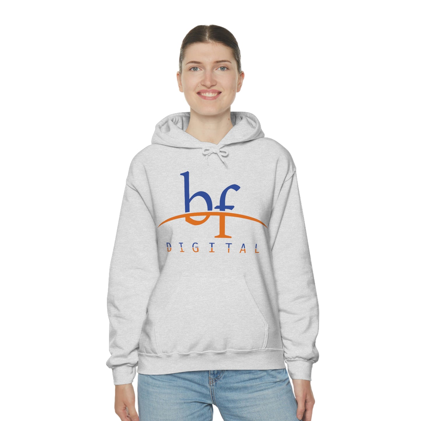 Unisex Blue Fire Digital Network Logo (Blue&Orange) Heavy Blend™ Hooded Sweatshirt