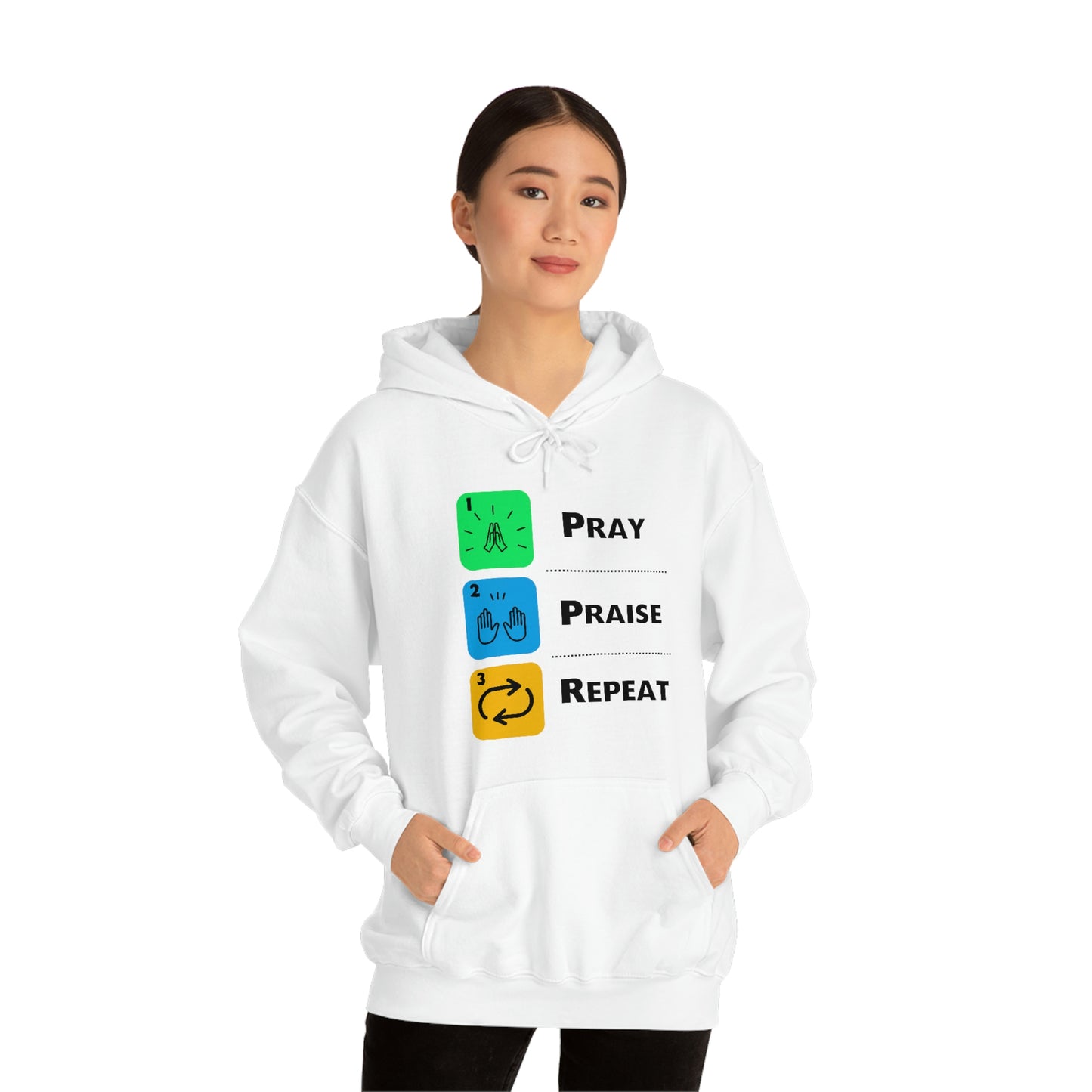 Unisex Pray, Praise, Repeat Heavy Blend™ Hooded Sweatshirt (Palette 2)