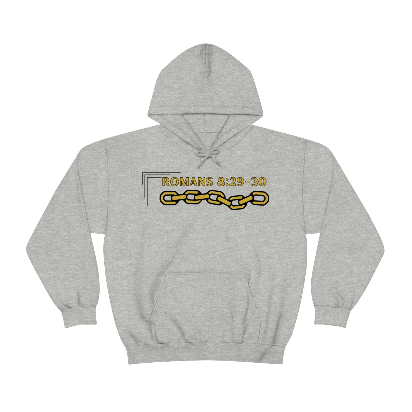 Unisex Golden Chain of Redemption (Romans 8:28-29) [Gold] Heavy Blend™ Hooded Sweatshirt