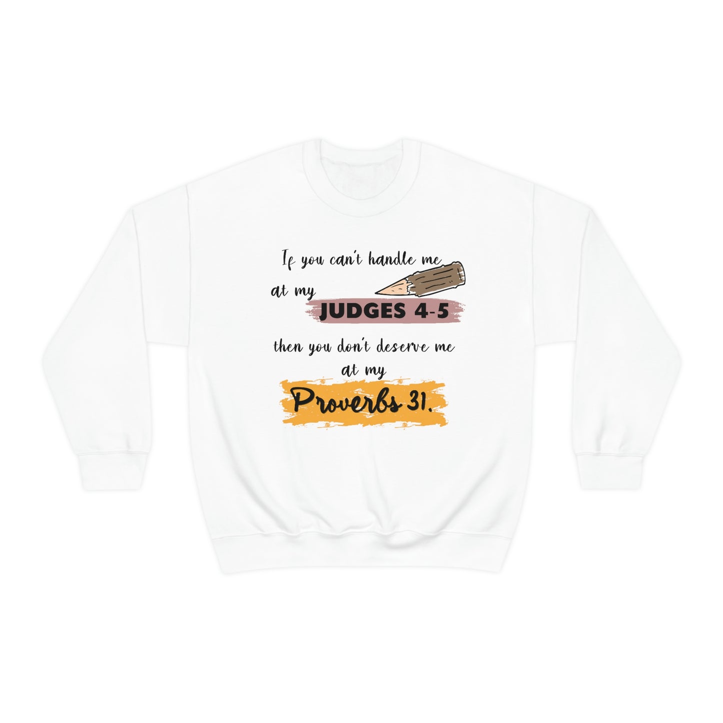 Women's Judges 4-5/Proverbs 31 (Black Text) Heavy Blend™ Crewneck Sweatshirt