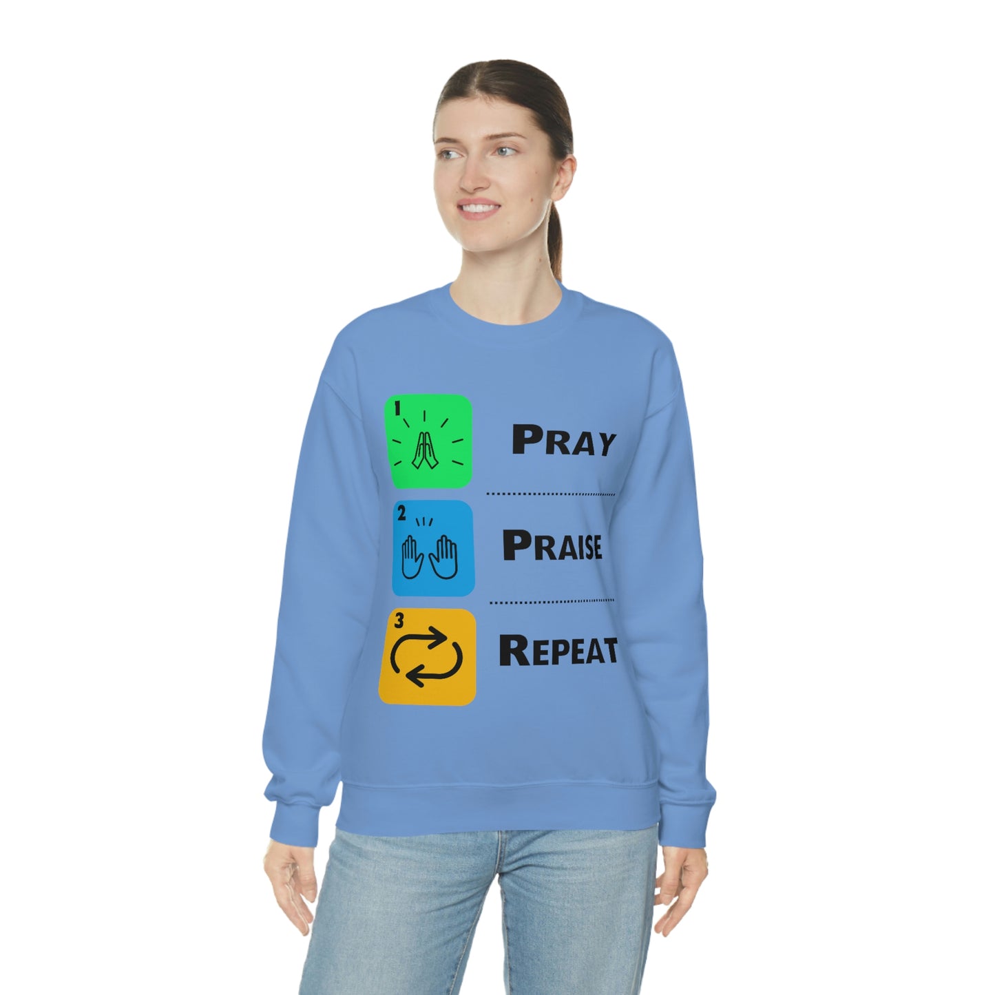 Unisex Pray, Praise, Repeat Heavy Blend™ Crewneck Sweatshirt (Palette 2)