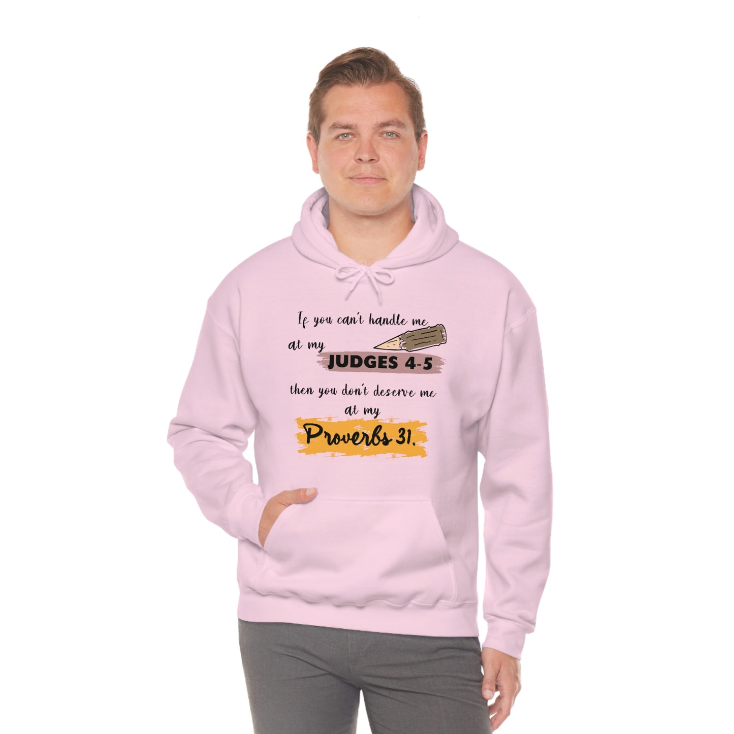 Women's Judges 4-5/Proverbs 31 (Black Text)  Heavy Blend™ Hooded Sweatshirt