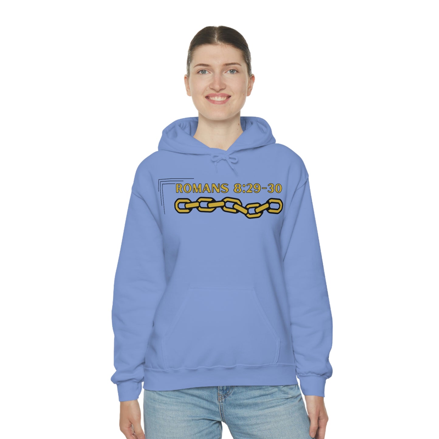 Unisex Golden Chain of Redemption (Romans 8:28-29) [Gold] Heavy Blend™ Hooded Sweatshirt