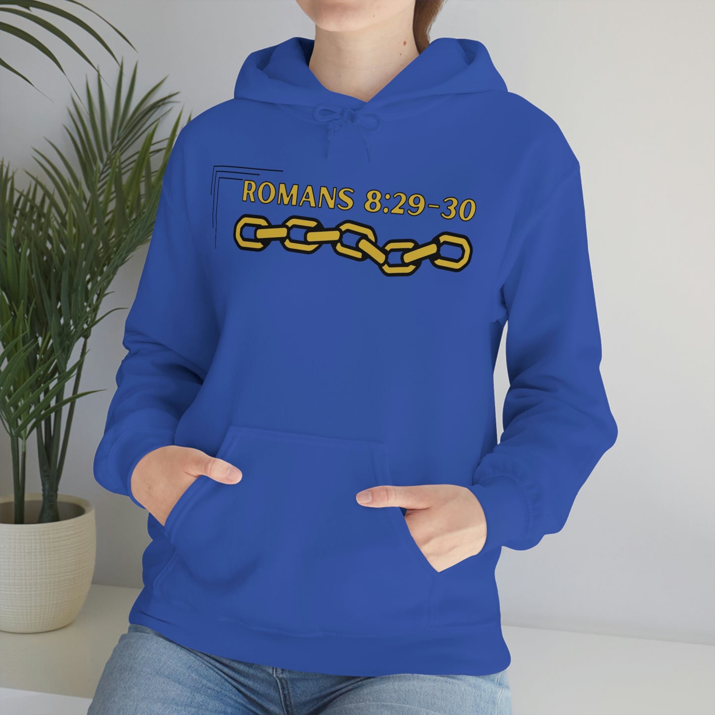 Unisex Golden Chain of Redemption (Romans 8:28-29) [Gold] Heavy Blend™ Hooded Sweatshirt