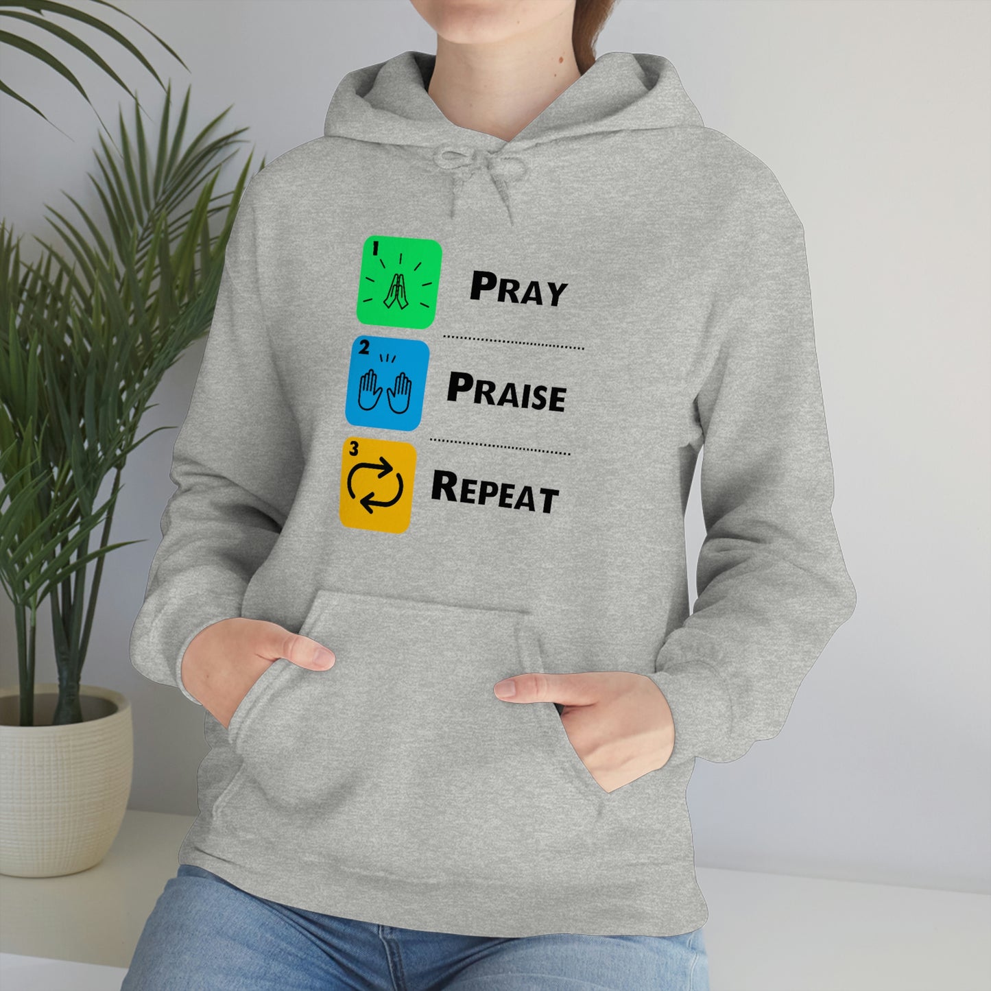 Unisex Pray, Praise, Repeat Heavy Blend™ Hooded Sweatshirt (Palette 2)