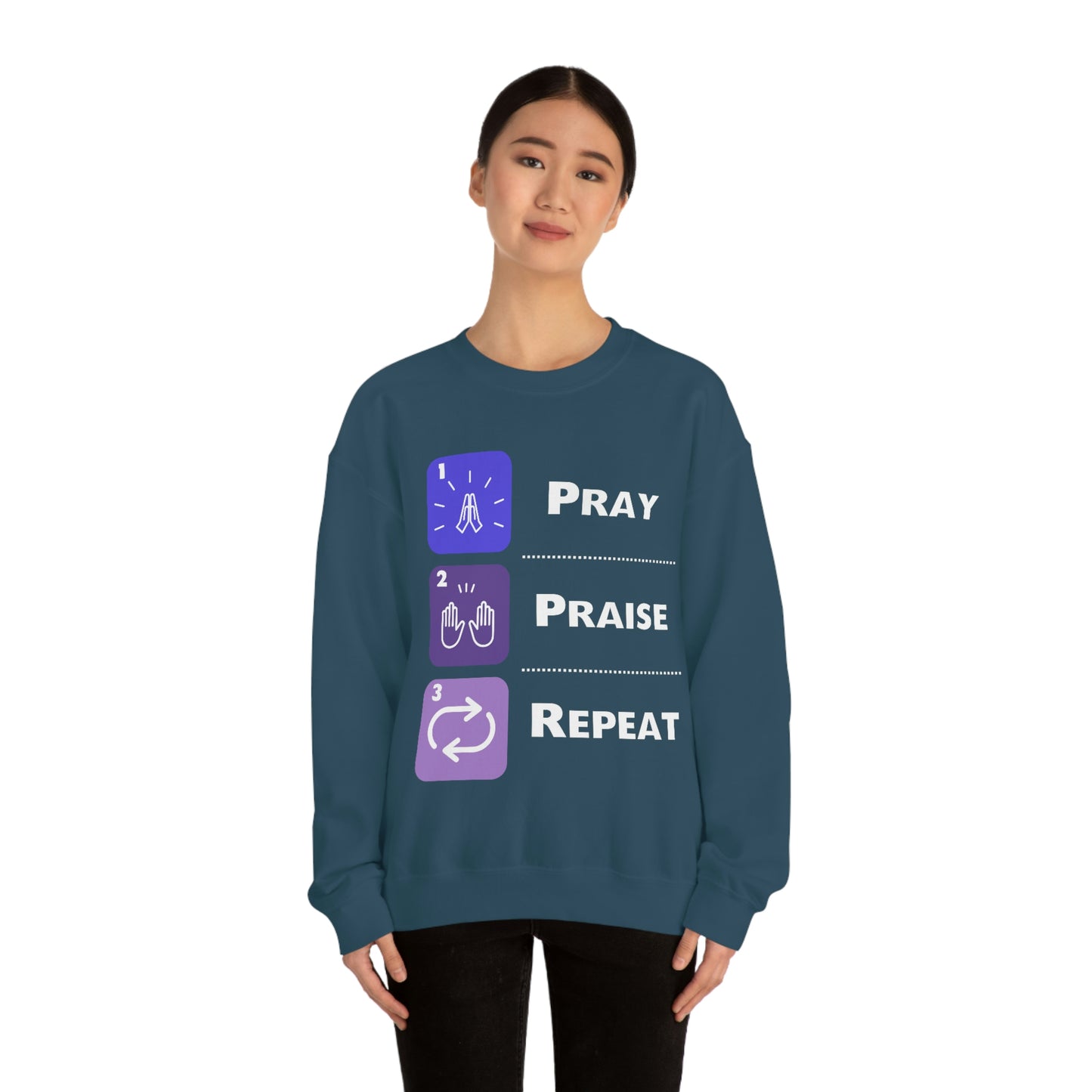 Unisex Pray, Praise, Repeat Heavy Blend™ Crewneck Sweatshirt (Palette 3)