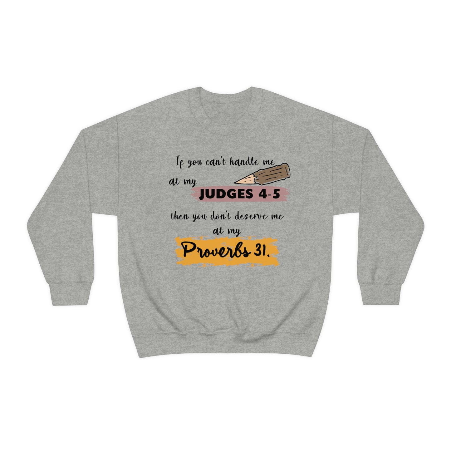 Women's Judges 4-5/Proverbs 31 (Black Text) Heavy Blend™ Crewneck Sweatshirt