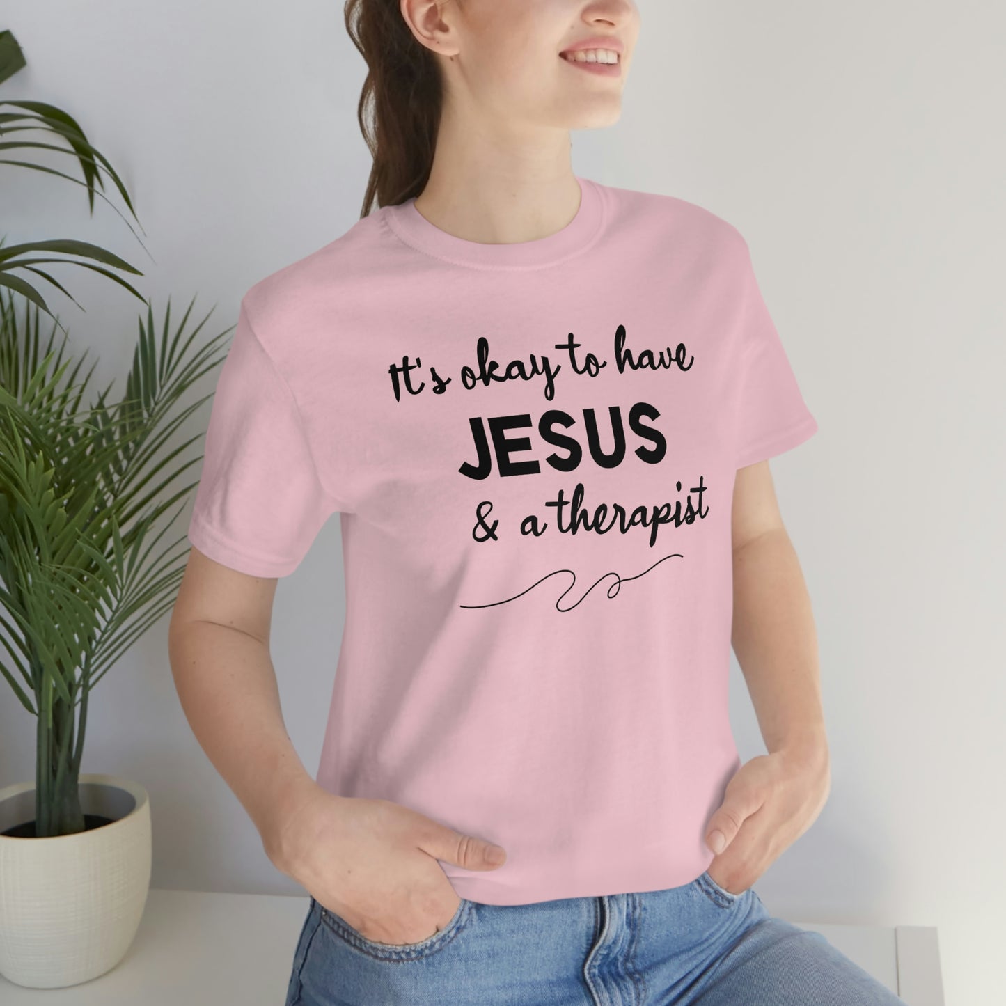 Women's Jesus & A Therapist (Black Text) Short Sleeve T-Shirt