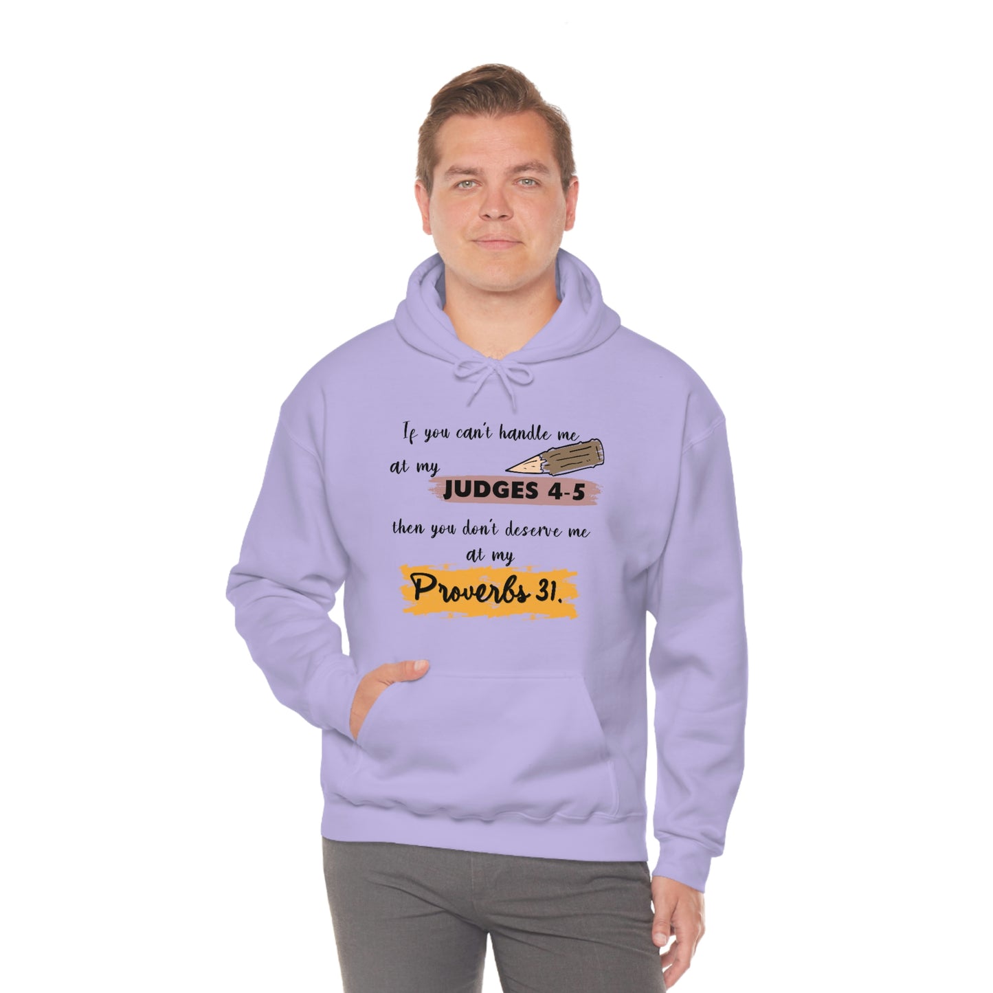 Women's Judges 4-5/Proverbs 31 (Black Text)  Heavy Blend™ Hooded Sweatshirt