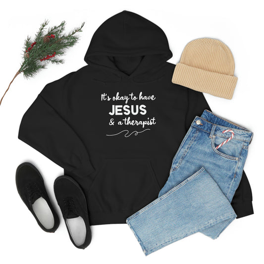 Women's Jesus & A Therapist (White Text) Heavy Blend™ Hooded Sweatshirt