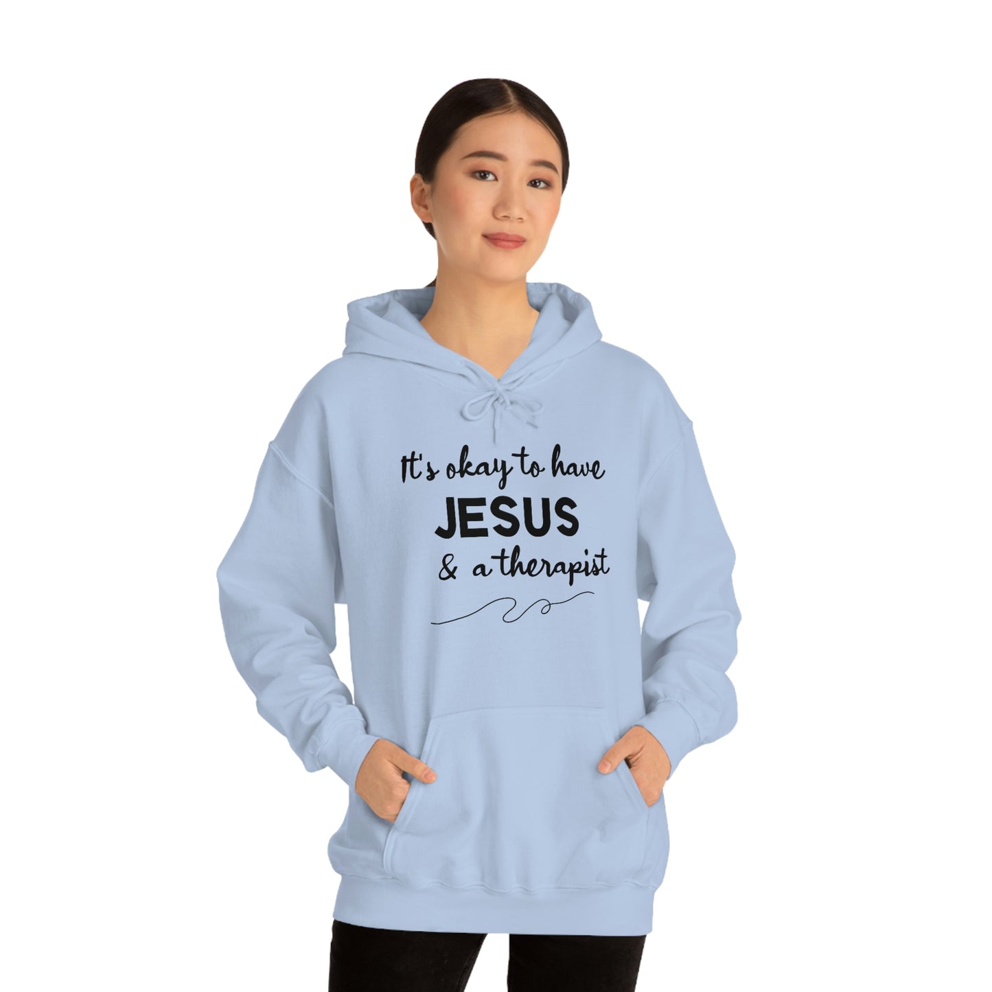 Women's Jesus & A Therapist (Black Text) Heavy Blend™ Hooded Sweatshirt