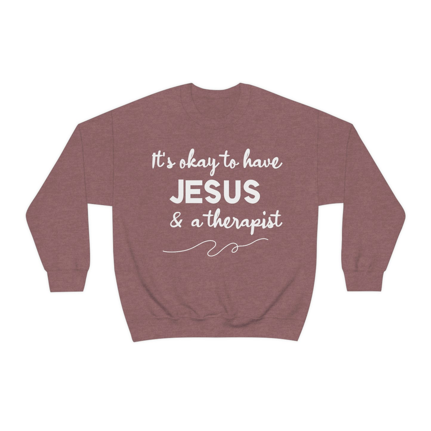 Women's Jesus & A Therapist (White Text) Heavy Blend™ Crewneck Sweatshirt