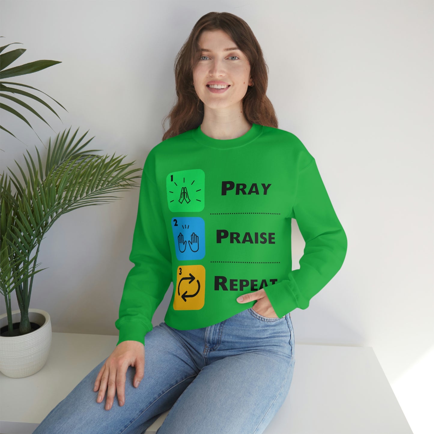 Unisex Pray, Praise, Repeat Heavy Blend™ Crewneck Sweatshirt (Palette 2)