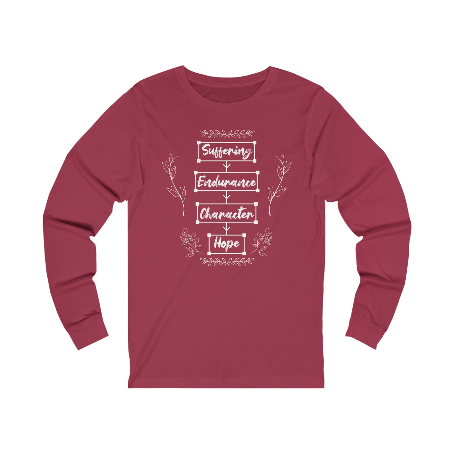 Women's Suffering Produces Hope (Romans 5:4) [White Text] Jersey Long Sleeve T-Shirt