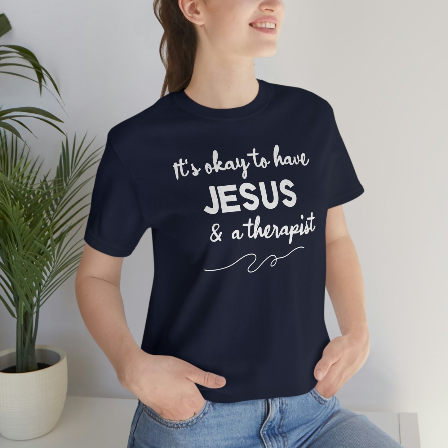 Women's Jesus & A Therapist (White Text) Short Sleeve T-Shirt