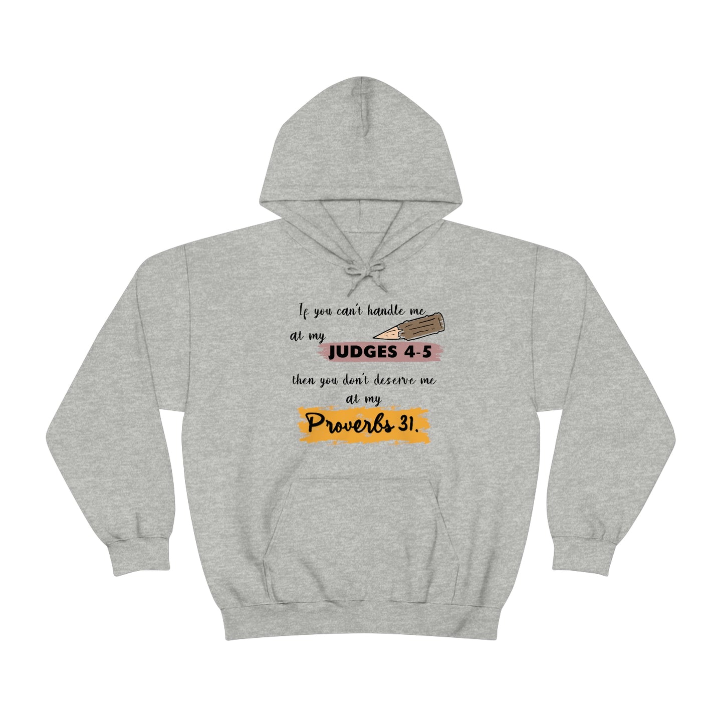 Women's Judges 4-5/Proverbs 31 (Black Text)  Heavy Blend™ Hooded Sweatshirt