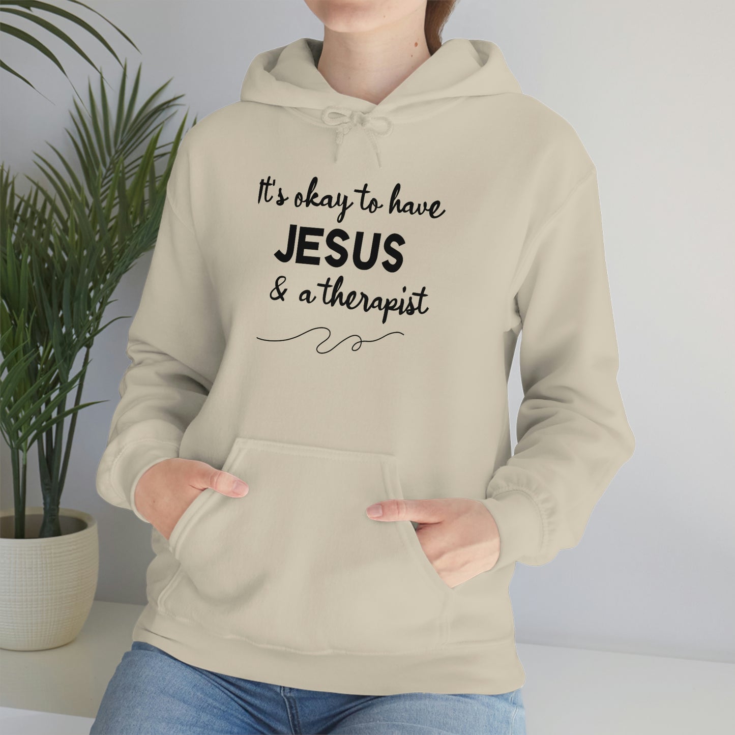 Women's Jesus & A Therapist (Black Text) Heavy Blend™ Hooded Sweatshirt