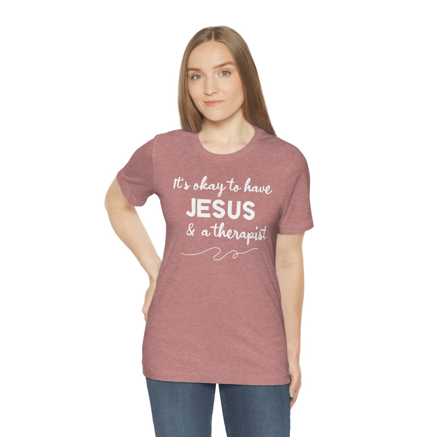 Women's Jesus & A Therapist (White Text) Short Sleeve T-Shirt