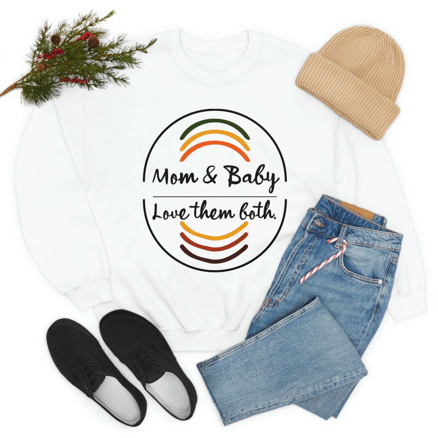 Women's Love Them Both (Black Text) Heavy Blend™ Crewneck Sweatshirt