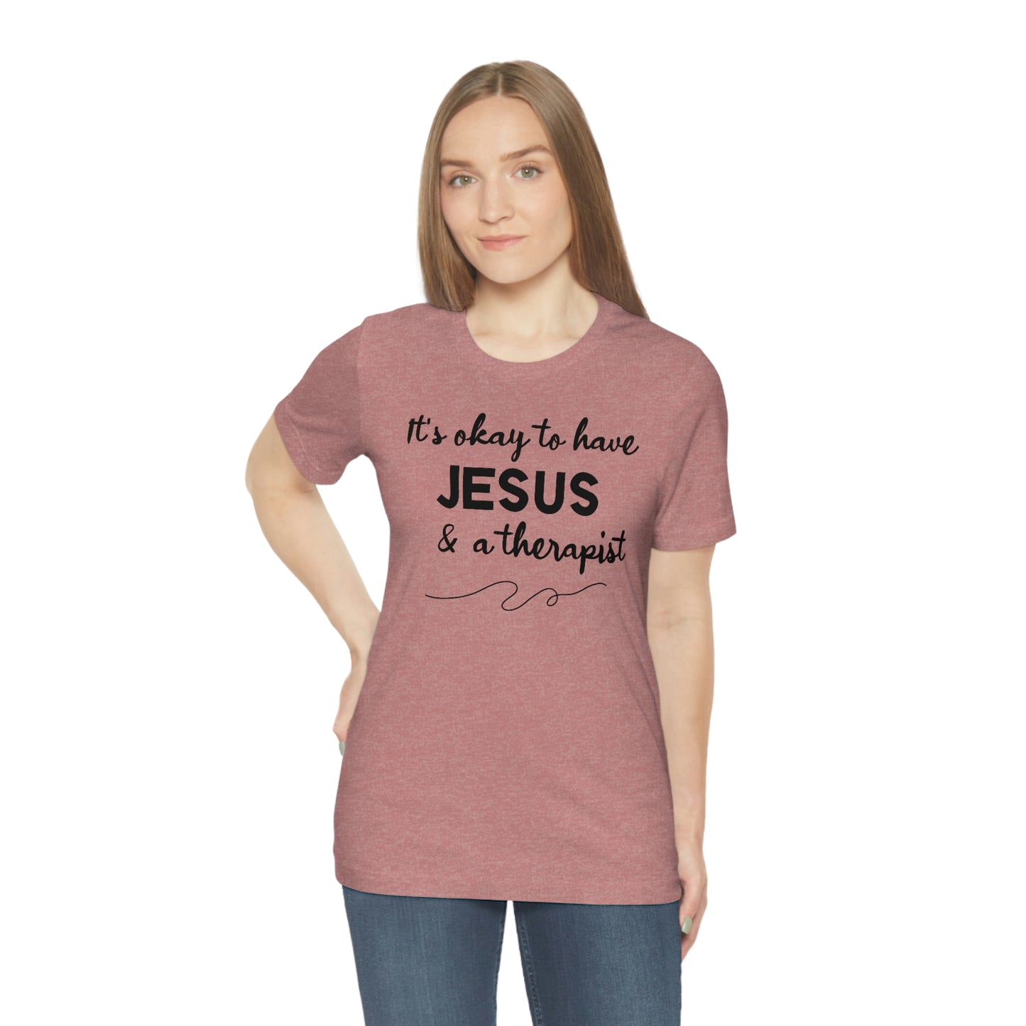 Women's Jesus & A Therapist (Black Text) Short Sleeve T-Shirt