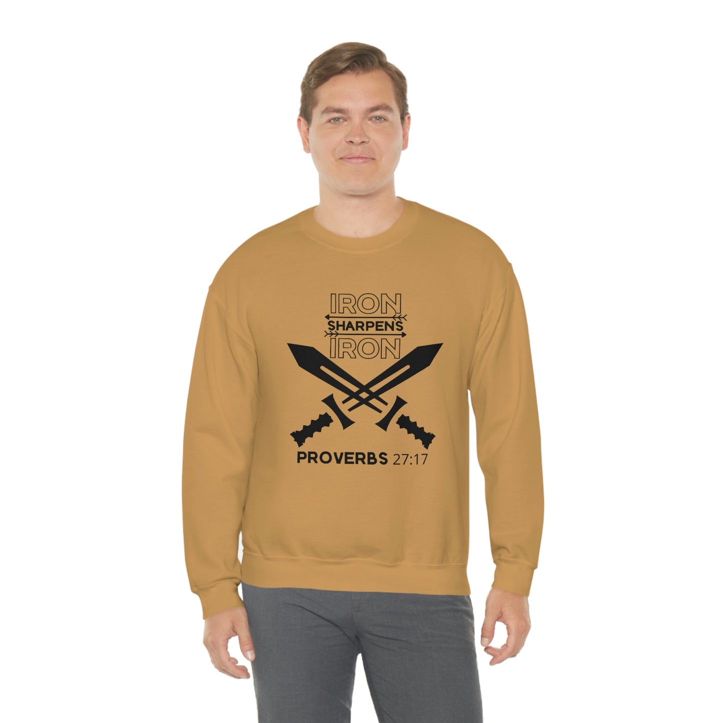 Men's Iron Sharpens Iron (Black Art) Heavy Blend™ Crewneck Sweatshirt