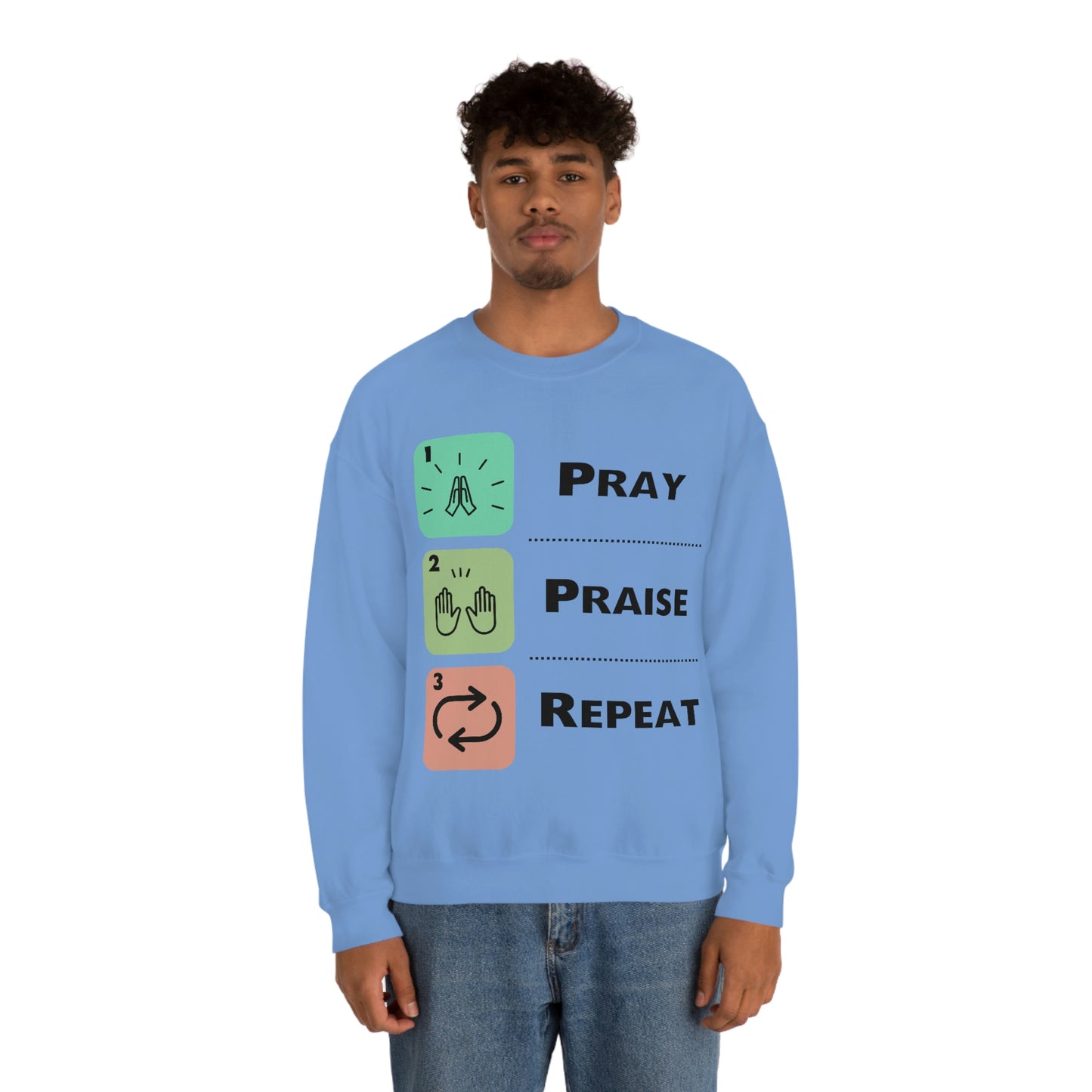 Unisex Pray, Praise, Repeat Heavy Blend™ Crewneck Sweatshirt (Palette 1)